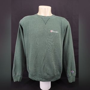Vintage 90's Champion Solid Sweatshirt Embroidery Logo,Color:Green,Size:L.